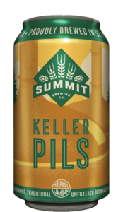 12oz can of Keller Pils made with Huell Melon and Tettnang hops