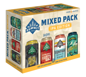 Summit Mixed Pack IPA Edition with Saga IPA, Horizon Red IPA, Triumphant Session IPA and Slugfest Juicy IPA