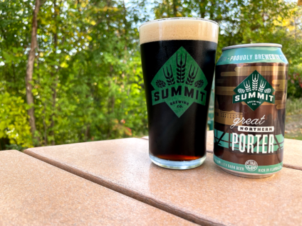 Summit Great Northern Porter Pour Shot & 12oz Can on Ratskeller Patio Table