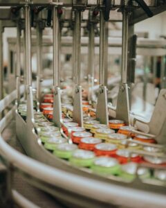 beers on a canning line