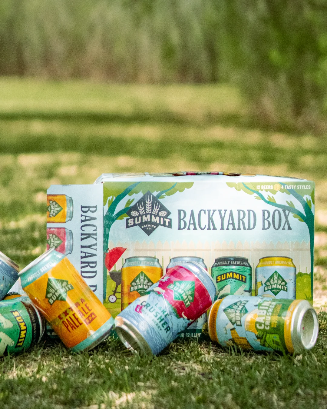 beer packaging on a lawn